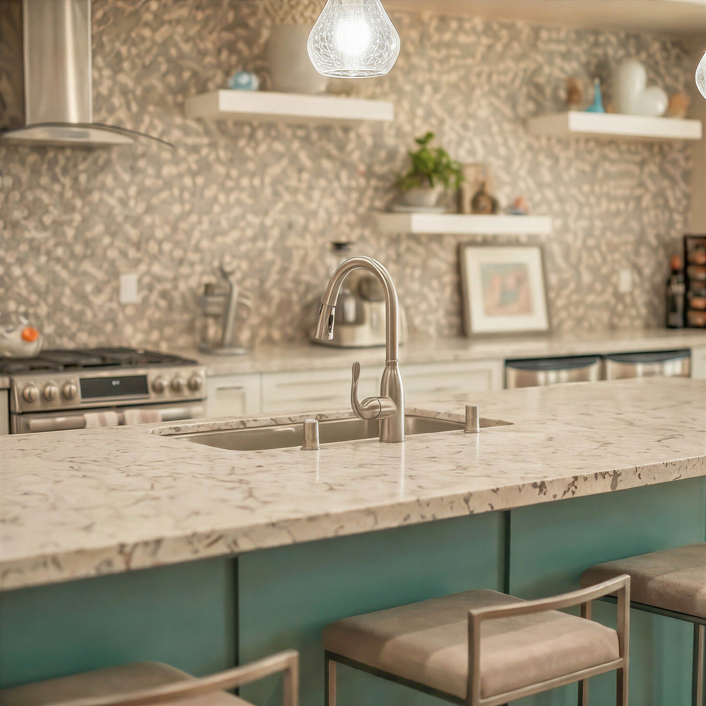 Kitchen sink and faucet detail