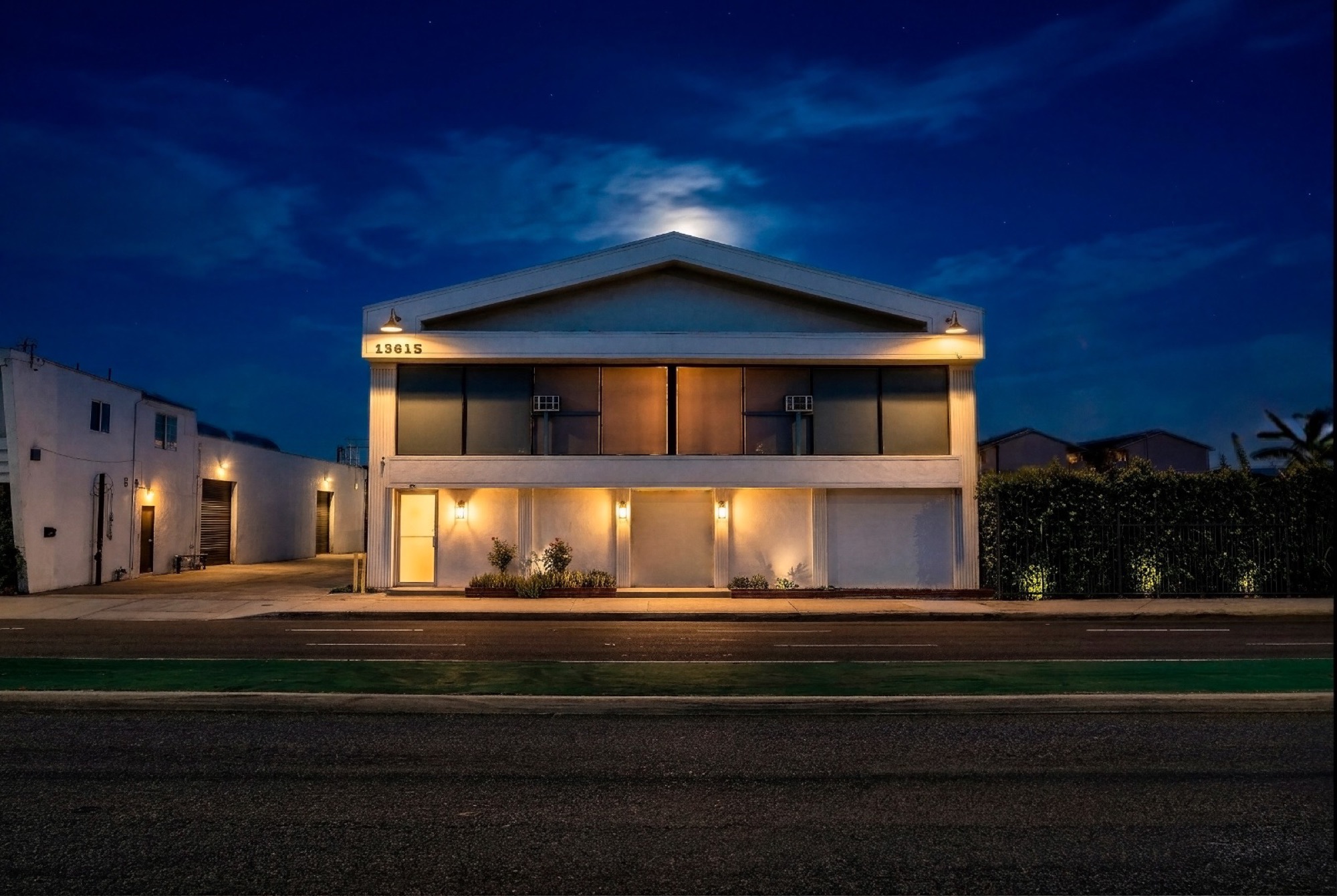 Commercial property at night — Real Estate Drone